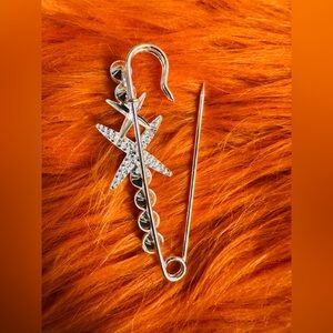 Silver Starfish and Pearl Brooch